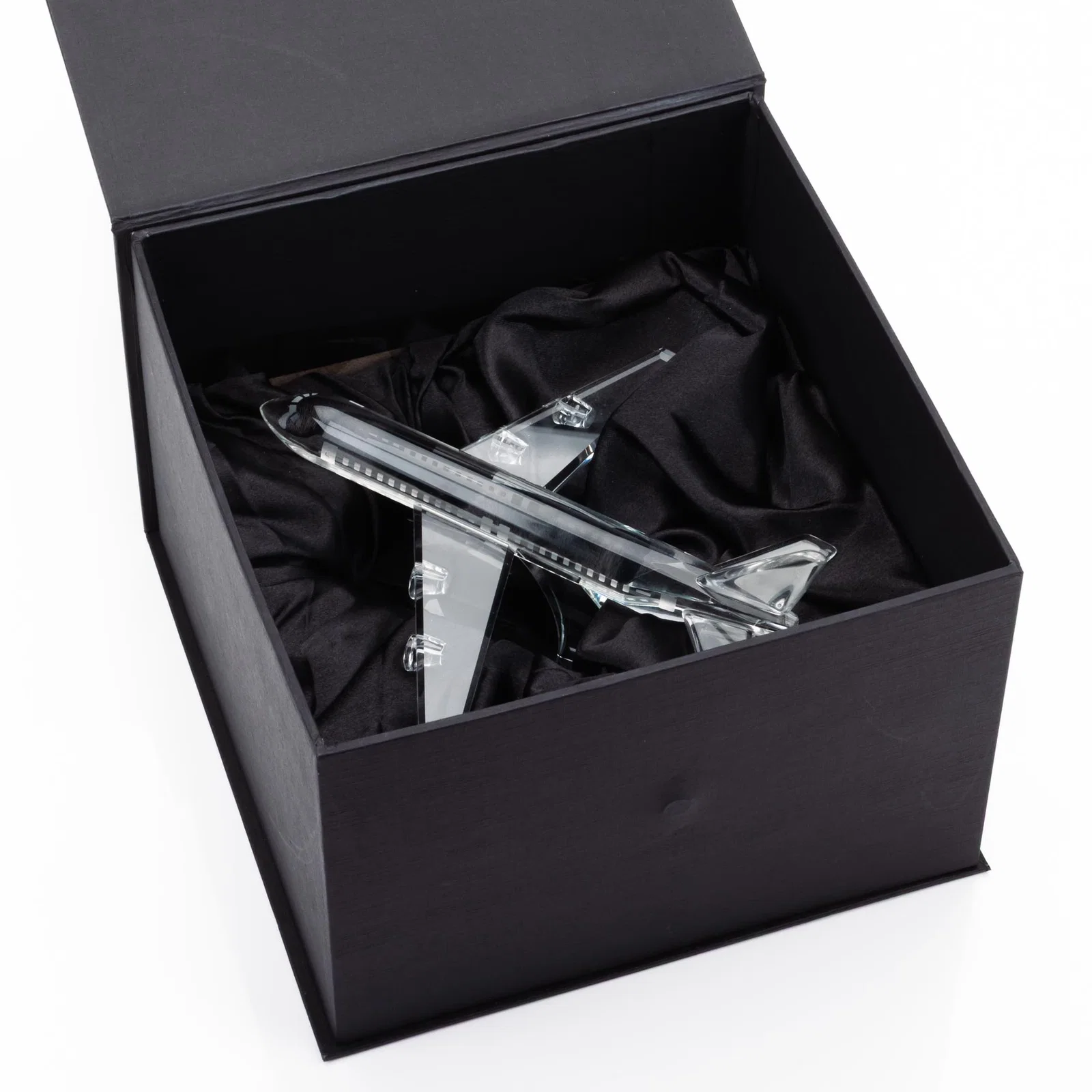 Custom Optical Crystal Airplane Award With a Cut Winged Silhouette for donor appreciation