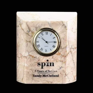 Genuine Botticino Marble Desk Clock