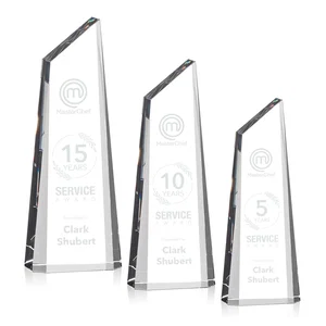 Optical Crystal Trapezoidal Tower Award Tapering to a Peak