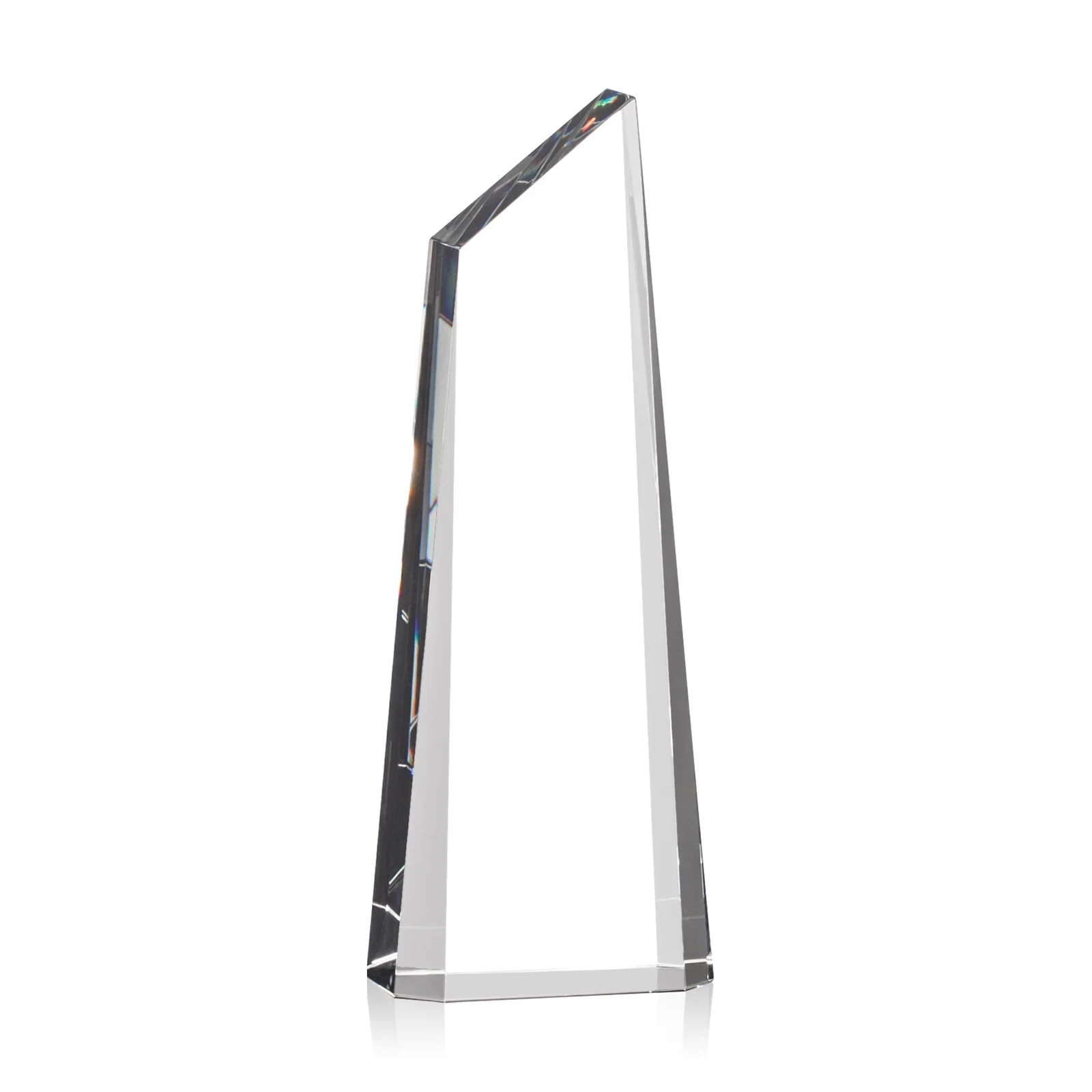 Personalized Optical Crystal Trapezoidal Tower Award Tapering to a Peak for service anniversary gifts