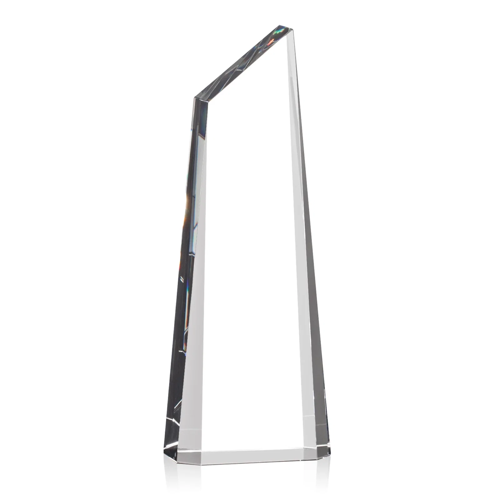 Personalized Optical Crystal Trapezoidal Tower Award Tapering to a Peak for sales achievement awards
