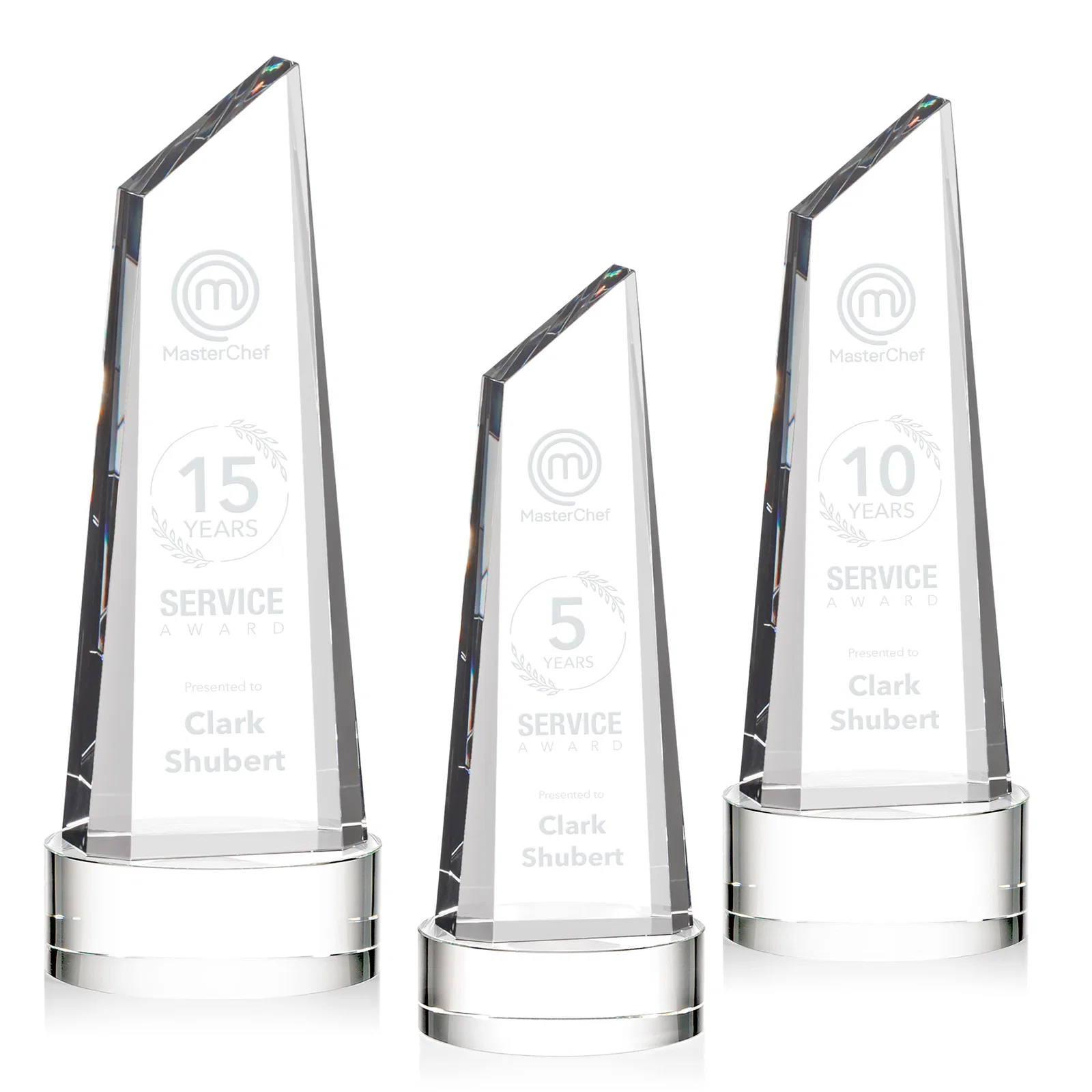 Personalized Optical Crystal Trapezoidal Tower Award with 3D Subsurface Engraving for retirement presentations