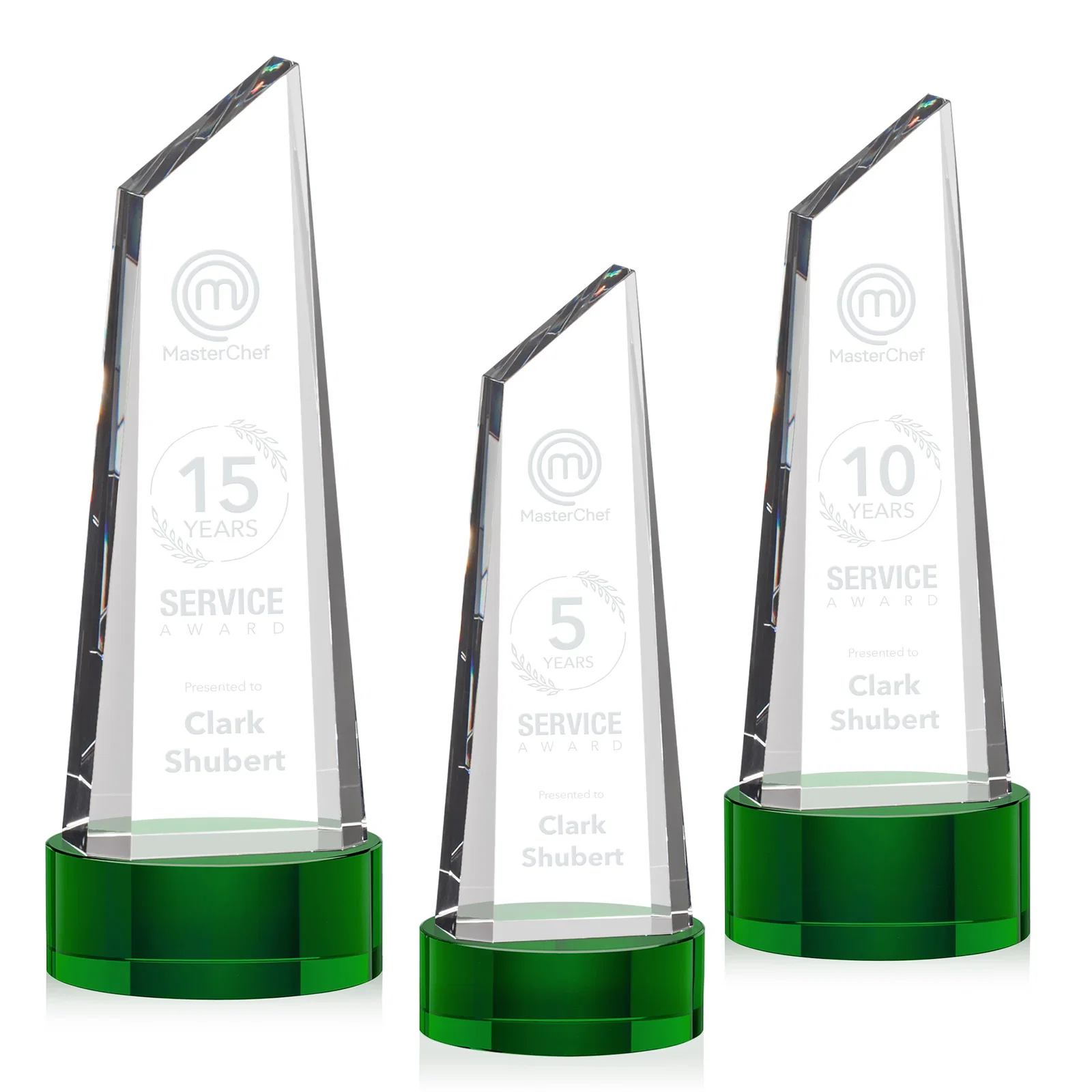 Personalized Optical Crystal Trapezoidal Tower Award with 3D Subsurface Engraving for volunteer appreciation