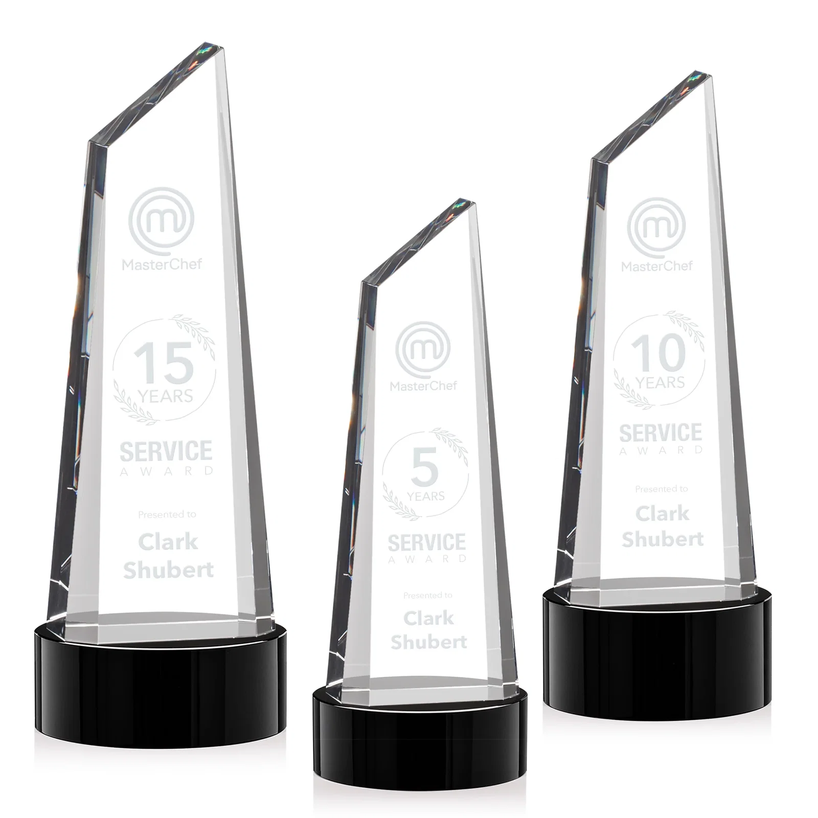 Promotional Optical Crystal Trapezoidal Tower Award with 3D Subsurface Engraving for corporate award ceremonies
