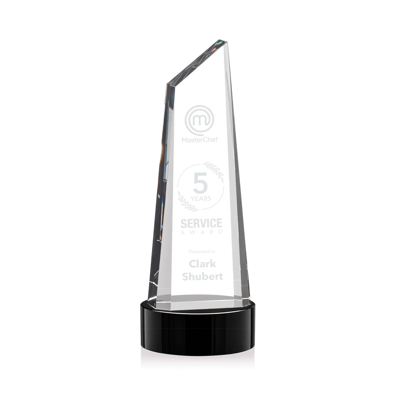 Promotional Optical Crystal Trapezoidal Tower Award with 3D Subsurface Engraving for service anniversary gifts