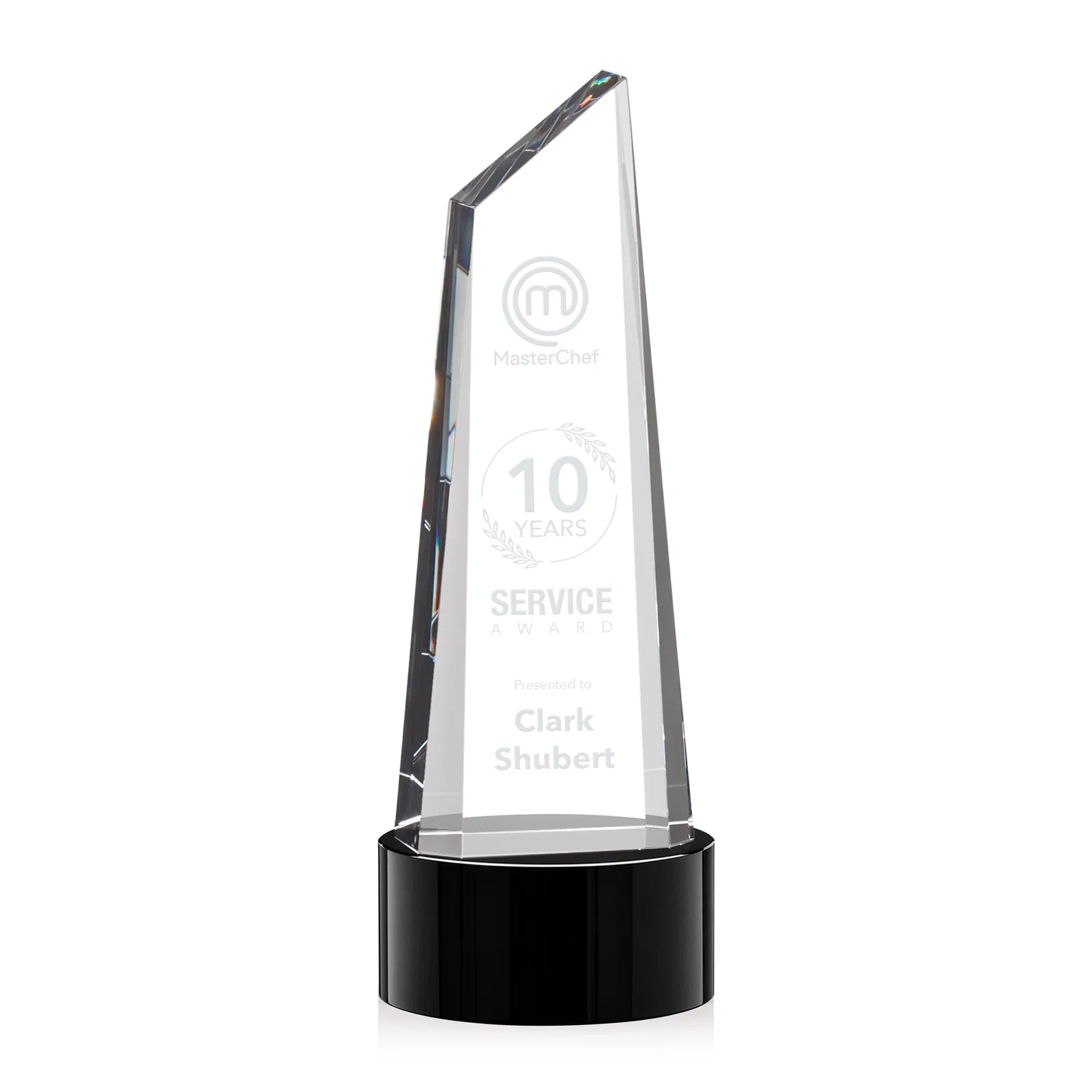 Promotional Optical Crystal Trapezoidal Tower Award with 3D Subsurface Engraving for sales achievement awards
