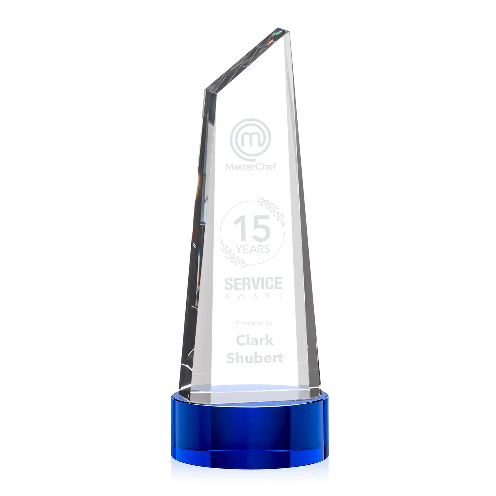 Promotional Optical Crystal Trapezoidal Tower Award with 3D Subsurface Engraving for safety achievement programs