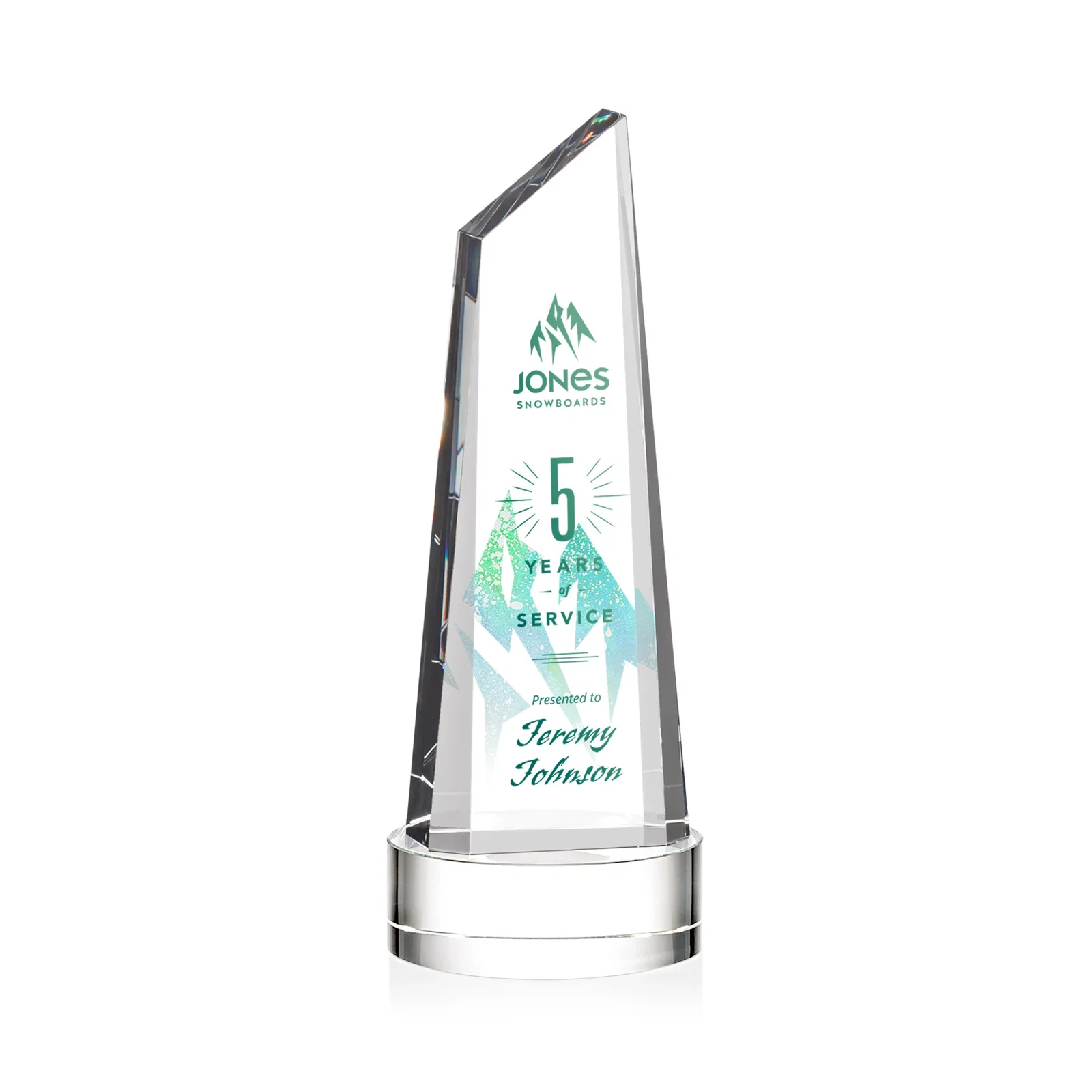 Promotional Optical Crystal Trapezoidal Tower Award with 3D Subsurface Engraving for dealer and partner awards