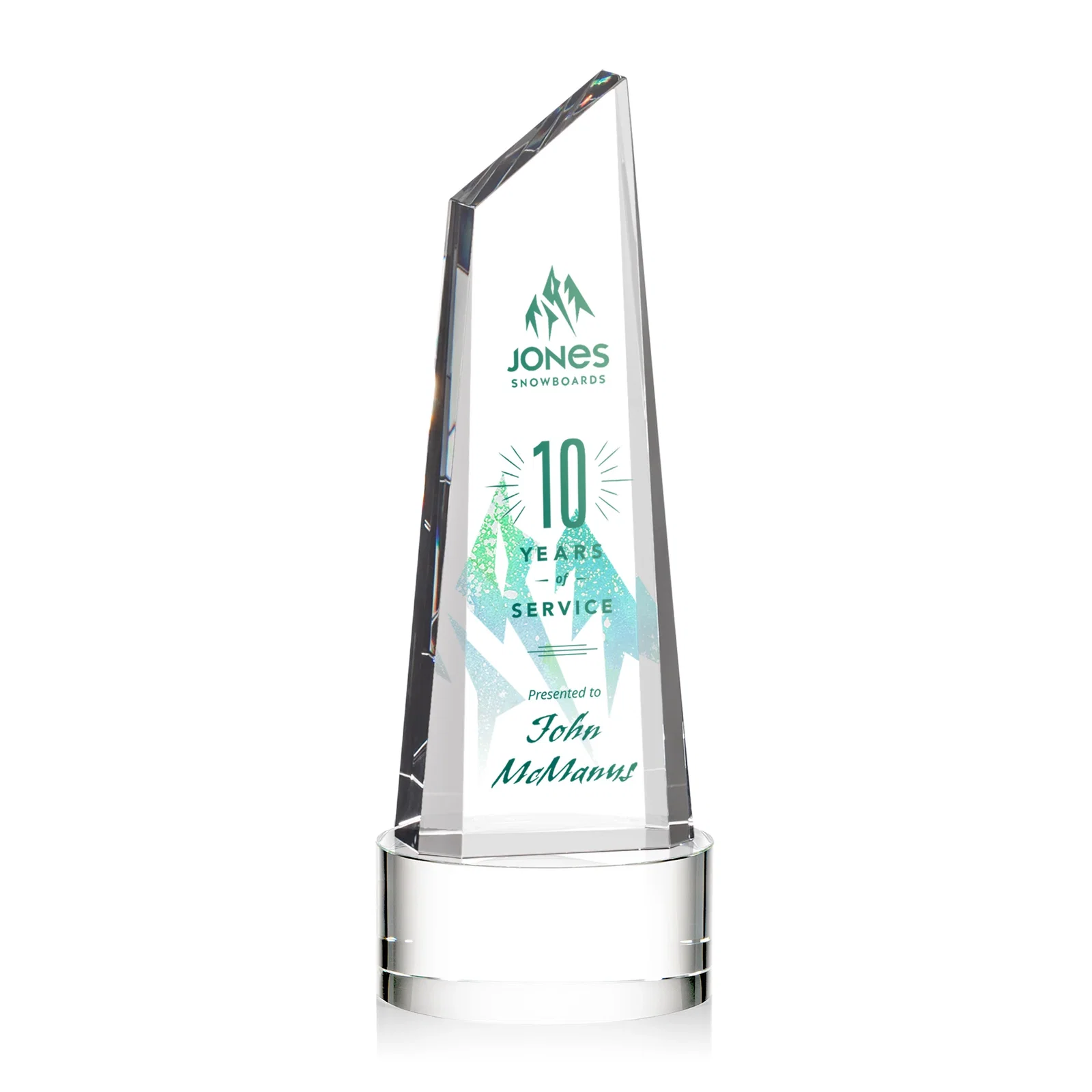 Promotional Optical Crystal Trapezoidal Tower Award with 3D Subsurface Engraving for company anniversary events