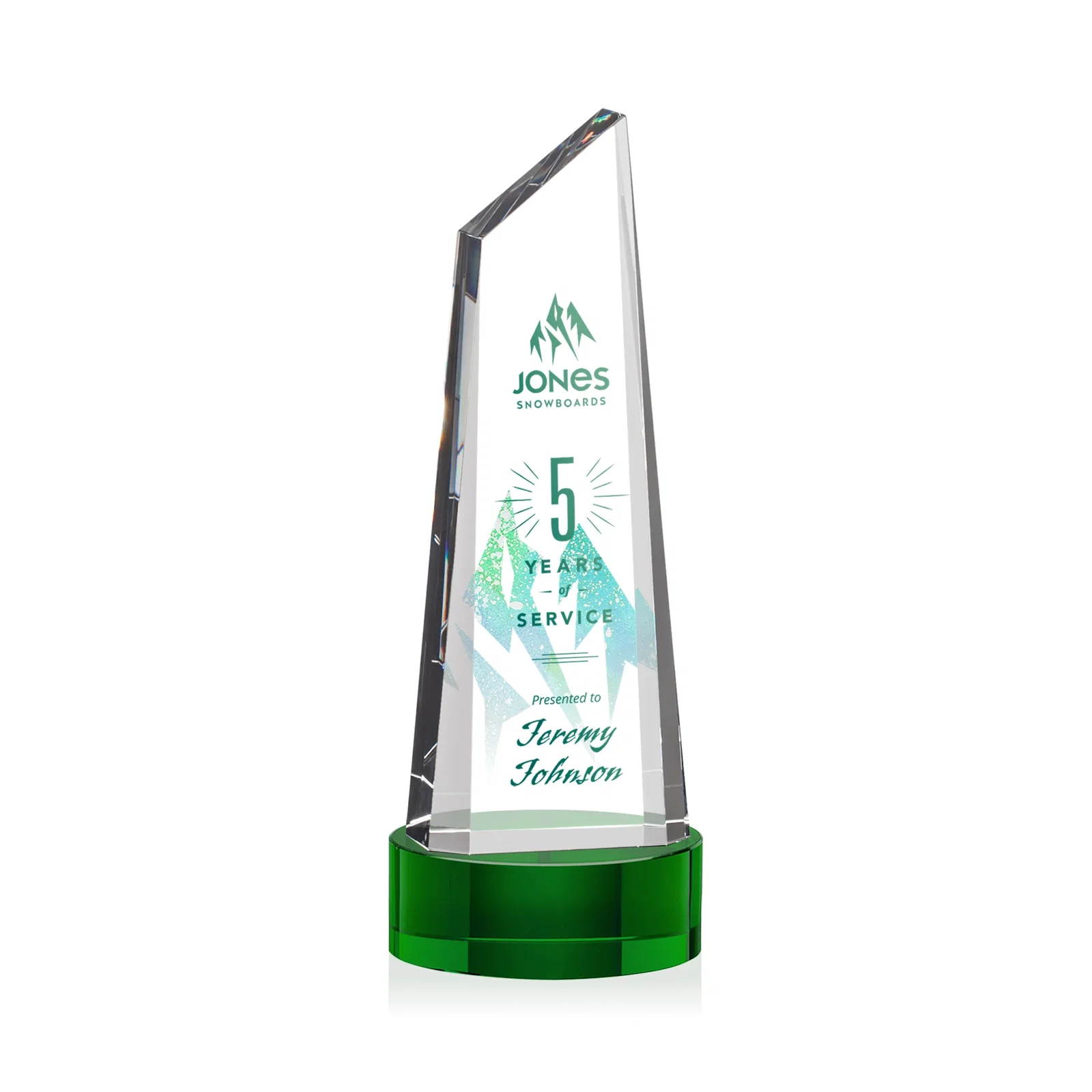 Branded Optical Crystal Trapezoidal Tower Award with 3D Subsurface Engraving for service anniversary gifts