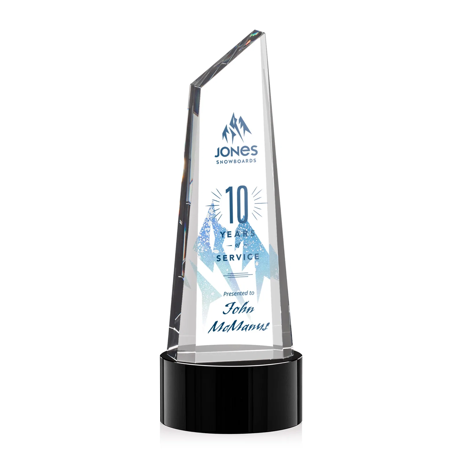 Branded Optical Crystal Trapezoidal Tower Award with 3D Subsurface Engraving for graduation ceremonies