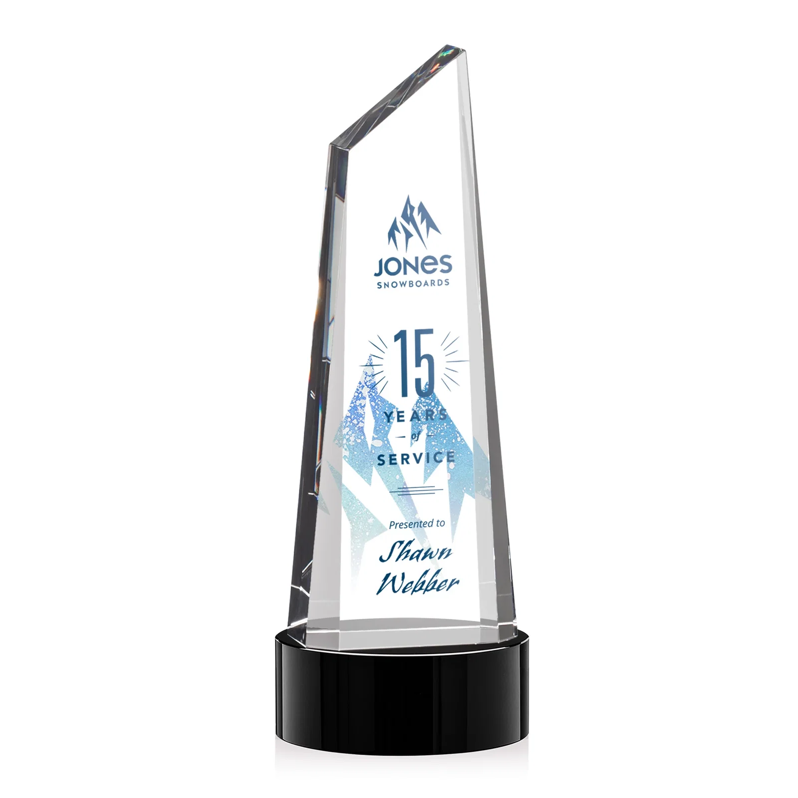 Branded Optical Crystal Trapezoidal Tower Award with 3D Subsurface Engraving for safety achievement programs