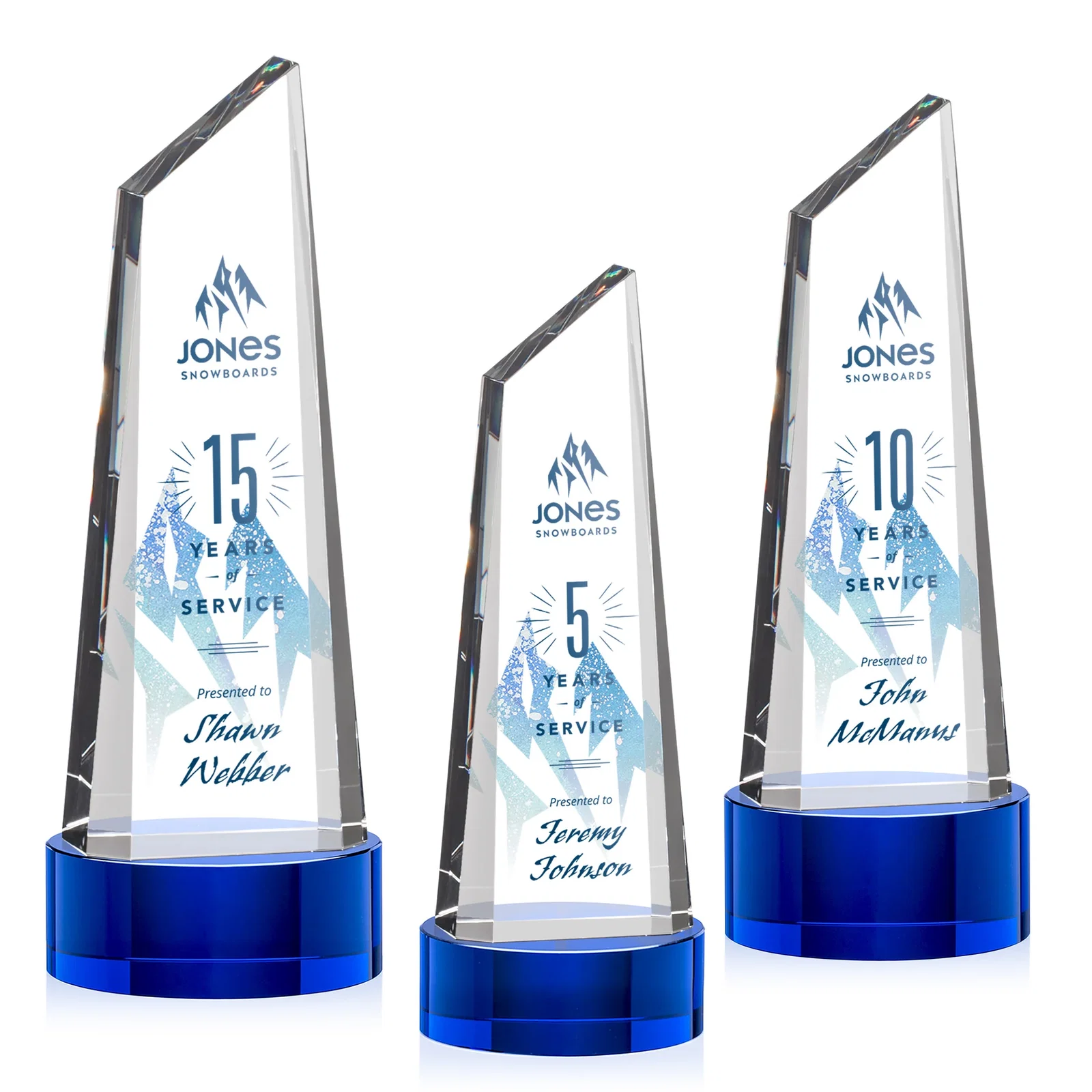 Branded Optical Crystal Trapezoidal Tower Award with 3D Subsurface Engraving for volunteer appreciation