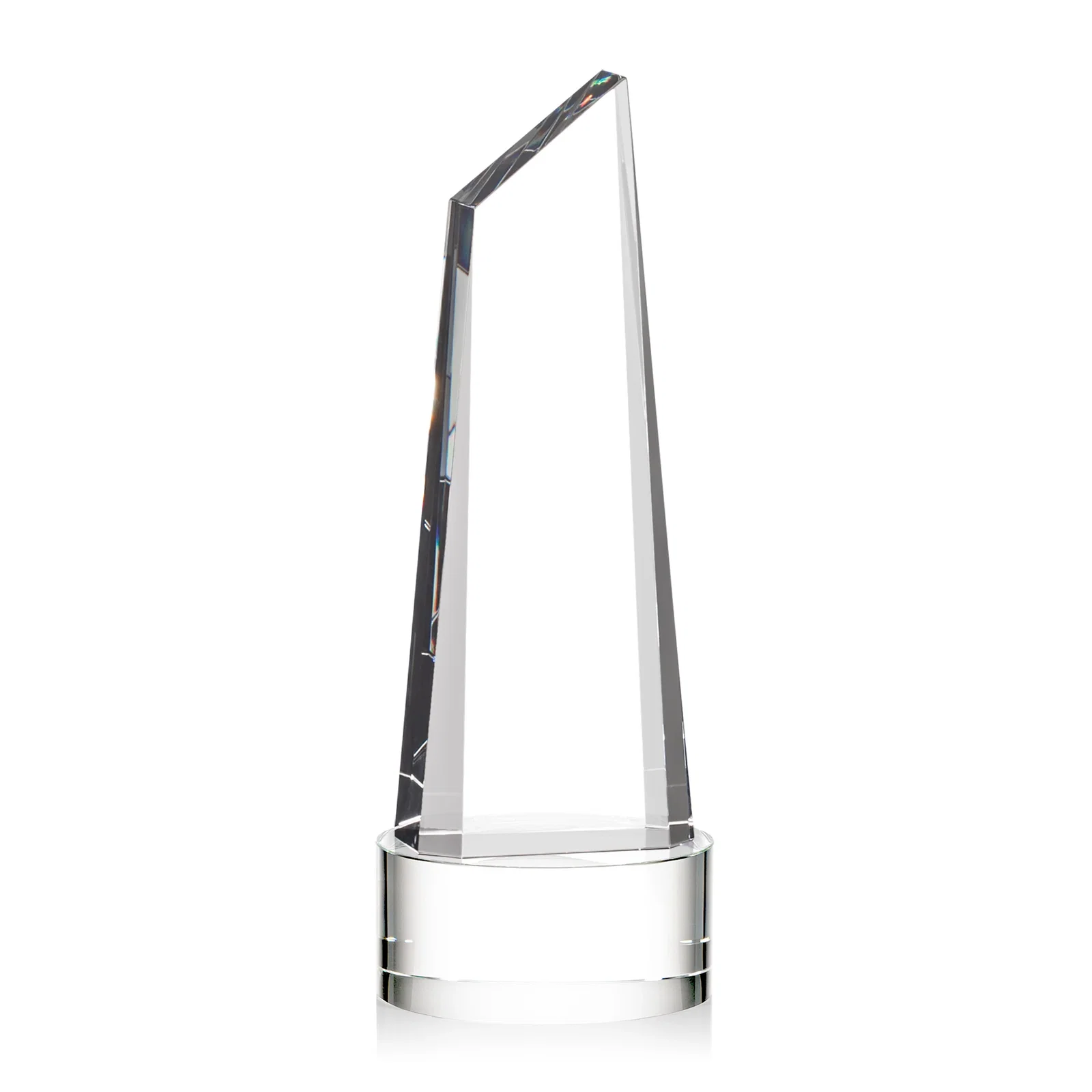 Custom printed Optical Crystal Trapezoidal Tower Award with 3D Subsurface Engraving for service anniversary gifts