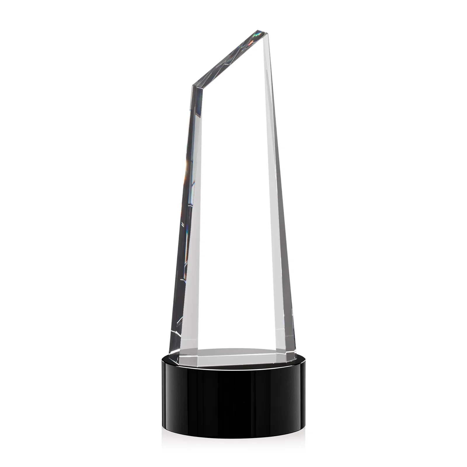 Custom printed Optical Crystal Trapezoidal Tower Award with 3D Subsurface Engraving for safety achievement programs
