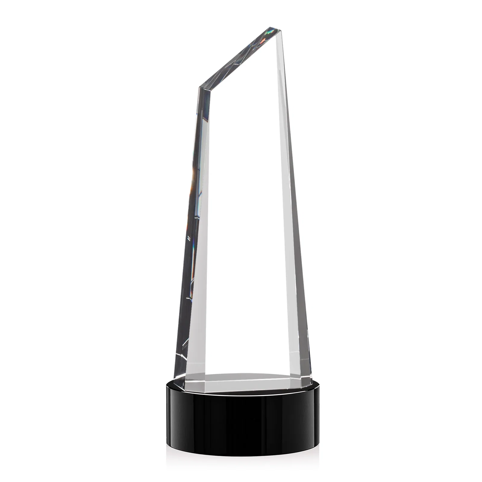 Custom printed Optical Crystal Trapezoidal Tower Award with 3D Subsurface Engraving for volunteer appreciation