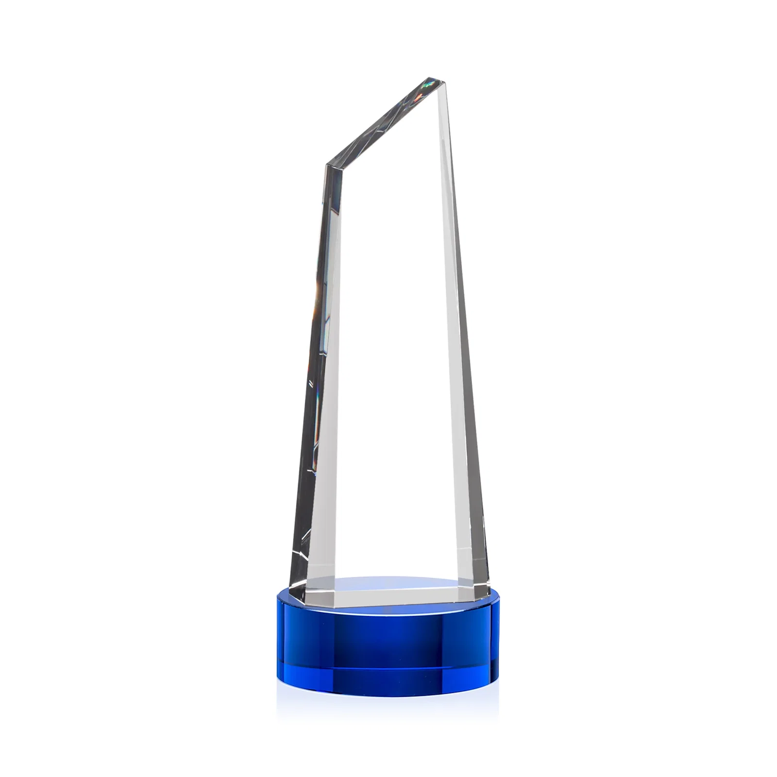 Custom printed Optical Crystal Trapezoidal Tower Award with 3D Subsurface Engraving for dealer and partner awards