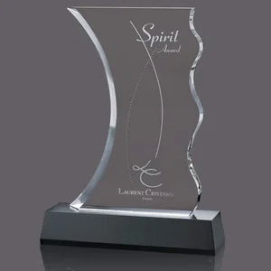 Sculpted Optical Crystal Award with a Blue or Black Base Choice