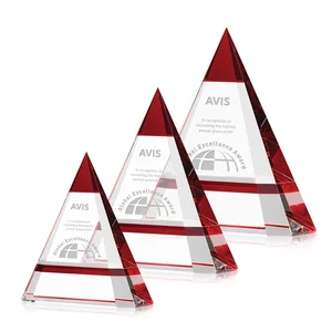 Optical Crystal Pyramid Award with a Red Edge Accent