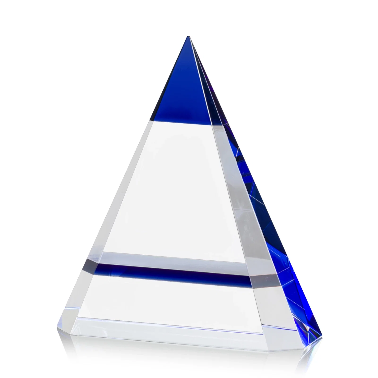 Custom Optical Crystal Pyramid Award with a Red Edge Accent for company anniversary events