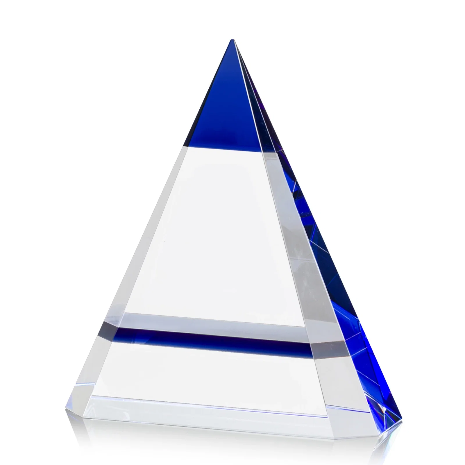 Personalized Optical Crystal Pyramid Award with a Red Edge Accent for employee recognition
