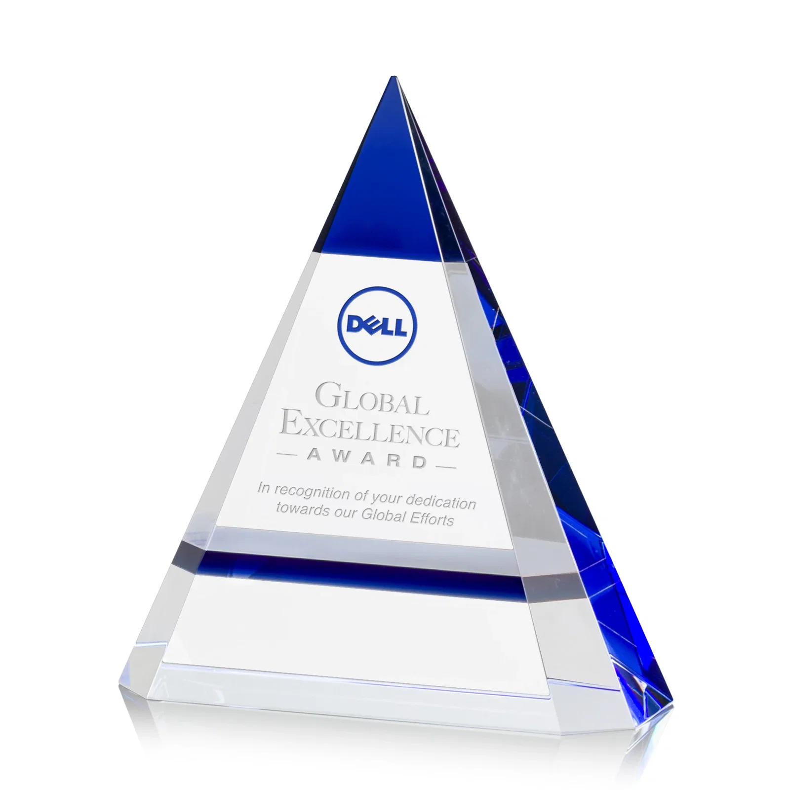 Custom Optical Crystal Pyramid Award with a Red Edge Accent for team milestone celebrations