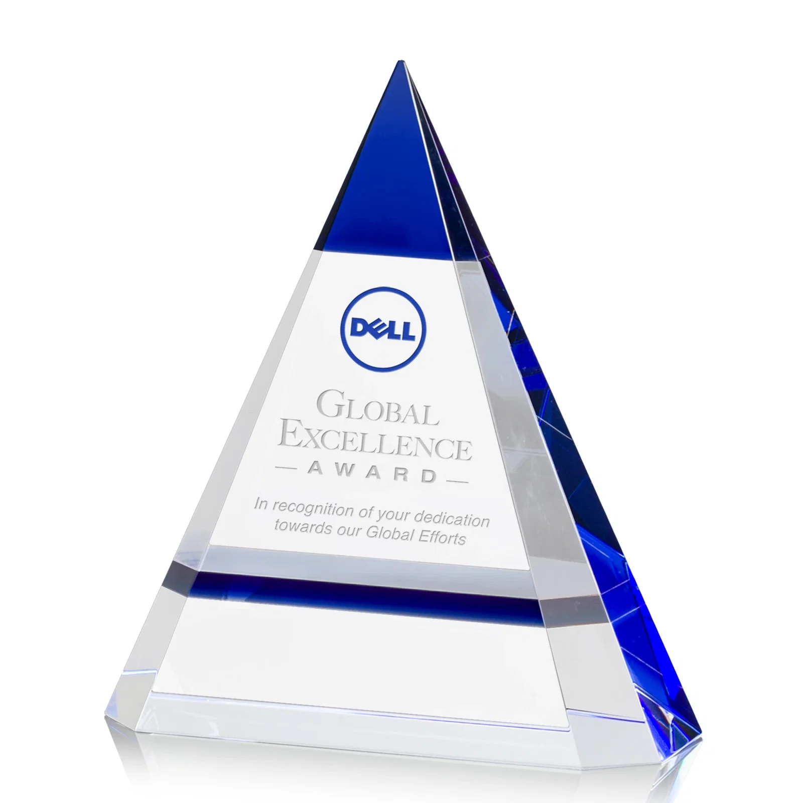 Custom Optical Crystal Pyramid Award with a Red Edge Accent for graduation ceremonies