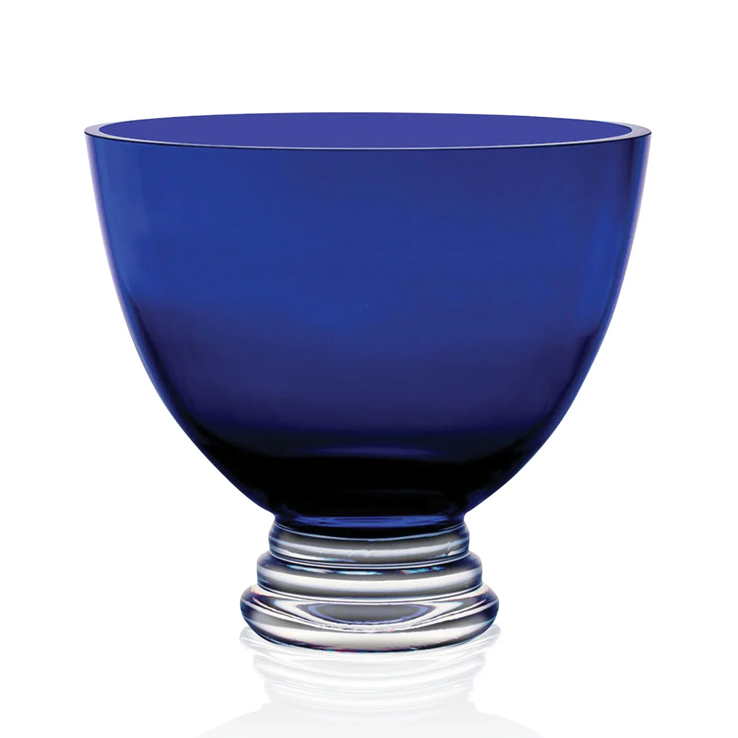 Custom Blue Glass Footed Bowl Award, crystal vase for retirement presentations