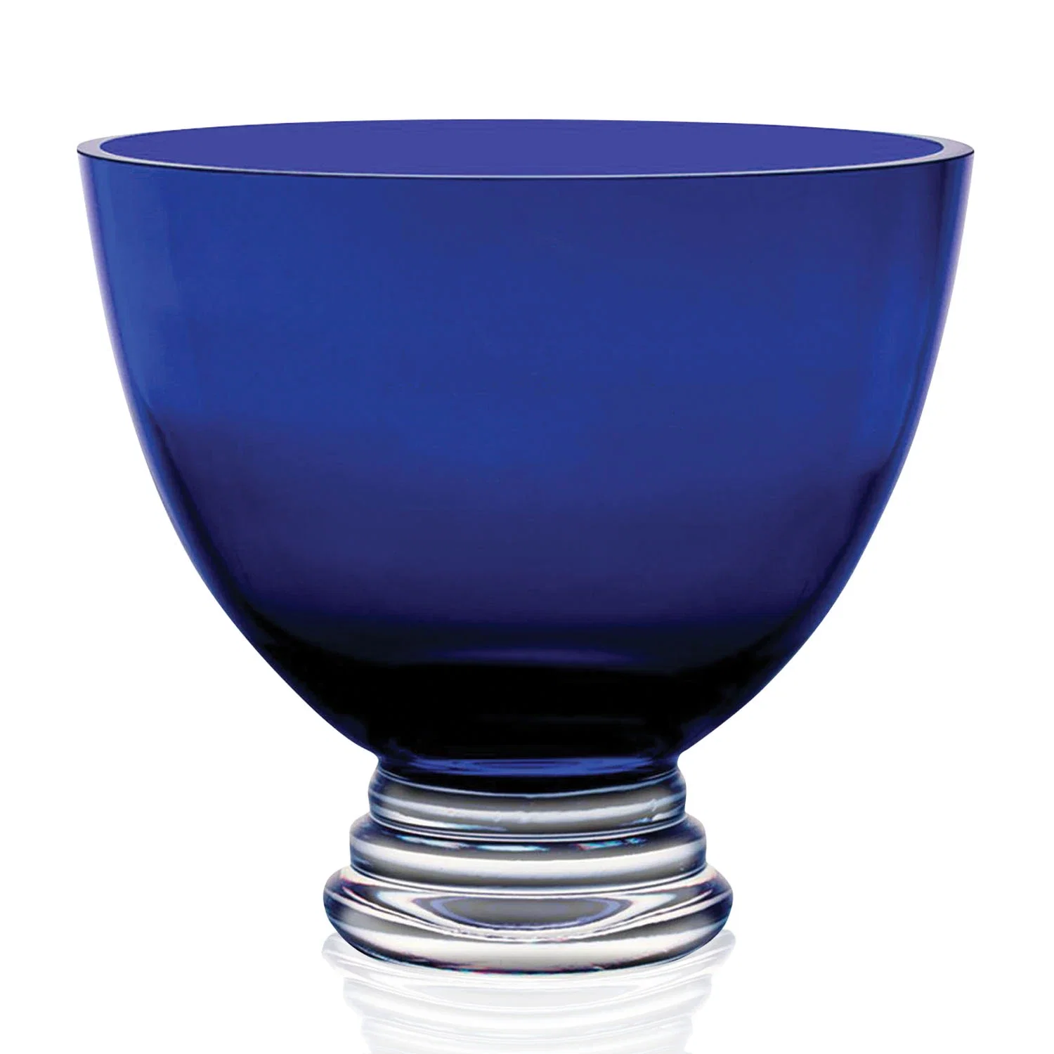 Custom Blue Glass Footed Bowl Award, crystal vase for donor appreciation