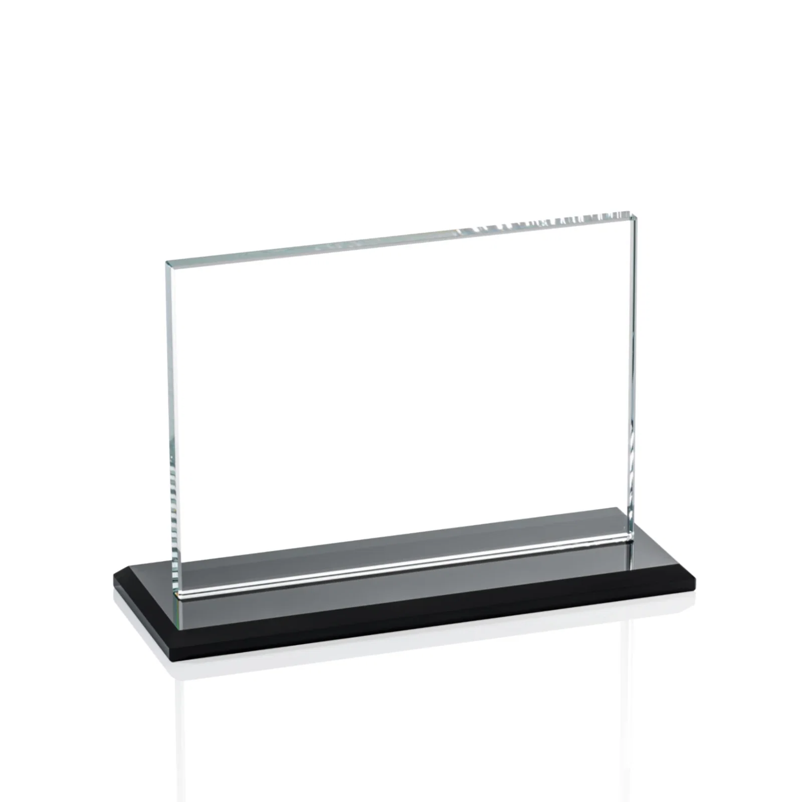 Personalized Flat-Edged Starfire Rectangle on Ebony Base, awards for employee recognition