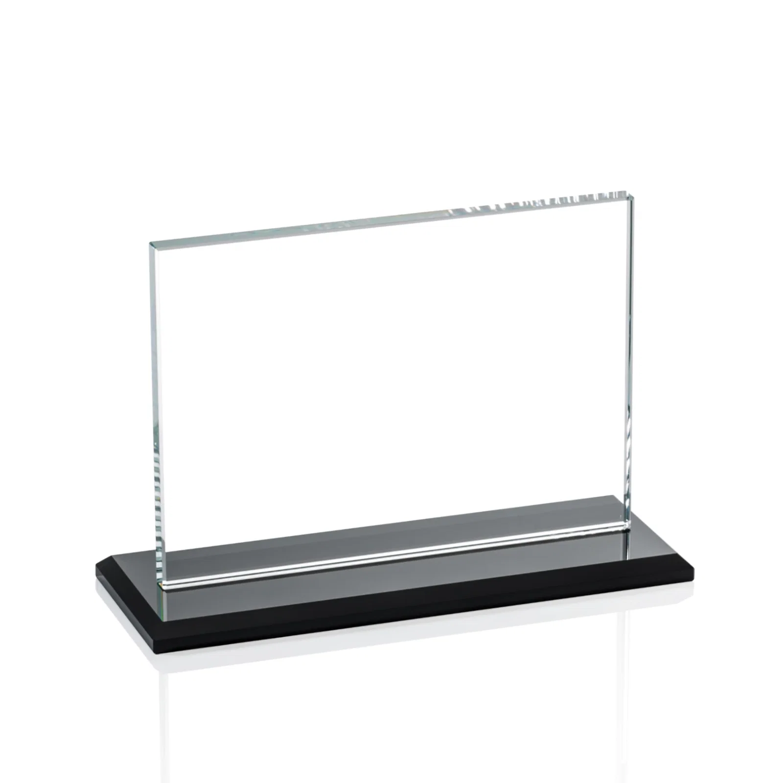 Personalized Flat-Edged Starfire Rectangle on Ebony Base, awards for service anniversary gifts