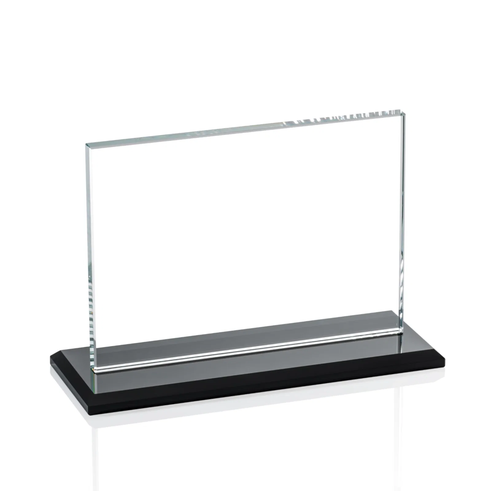 Personalized Flat-Edged Starfire Rectangle on Ebony Base, awards for retirement presentations