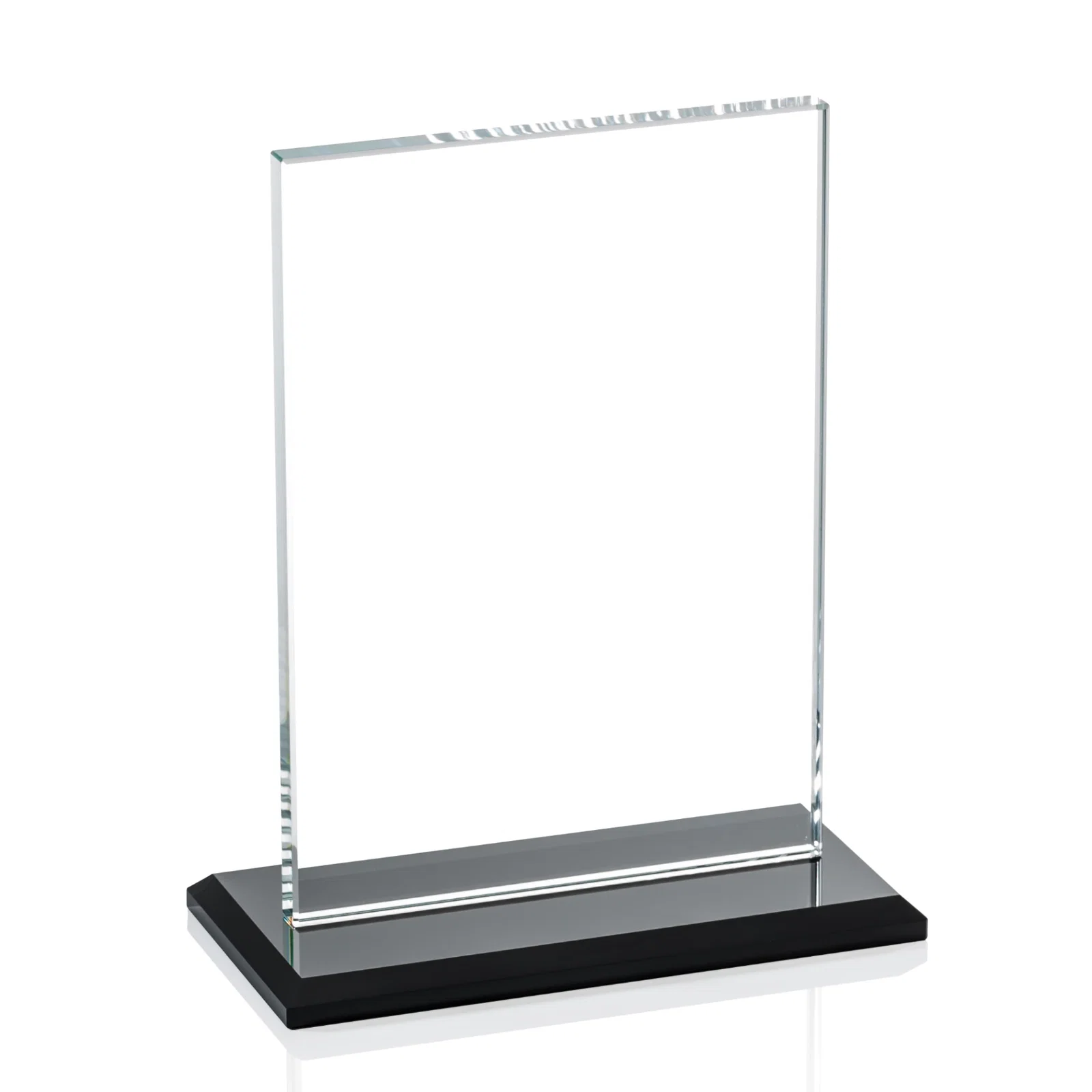 Personalized Flat-Edged Starfire Rectangle on Ebony Base, awards for team milestone celebrations