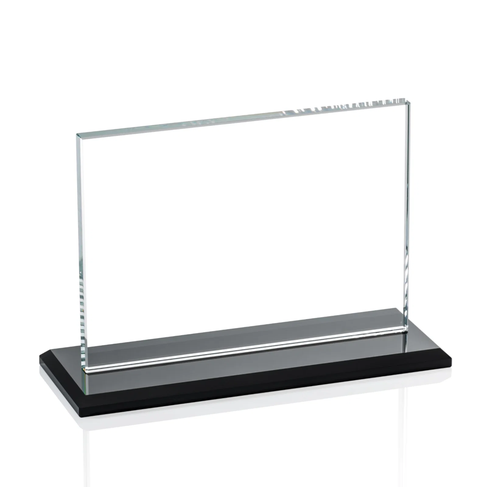 Personalized Flat-Edged Starfire Rectangle on Ebony Base, awards for donor appreciation