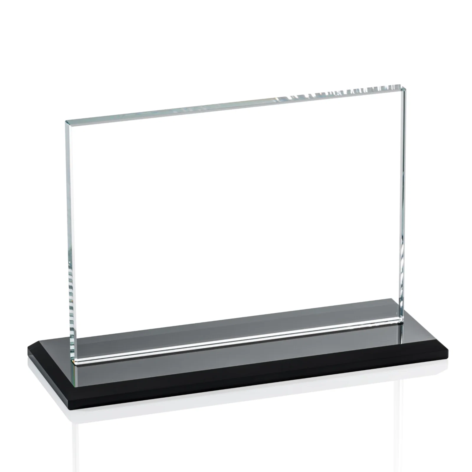 Personalized Flat-Edged Starfire Rectangle on Ebony Base, awards for safety achievement programs