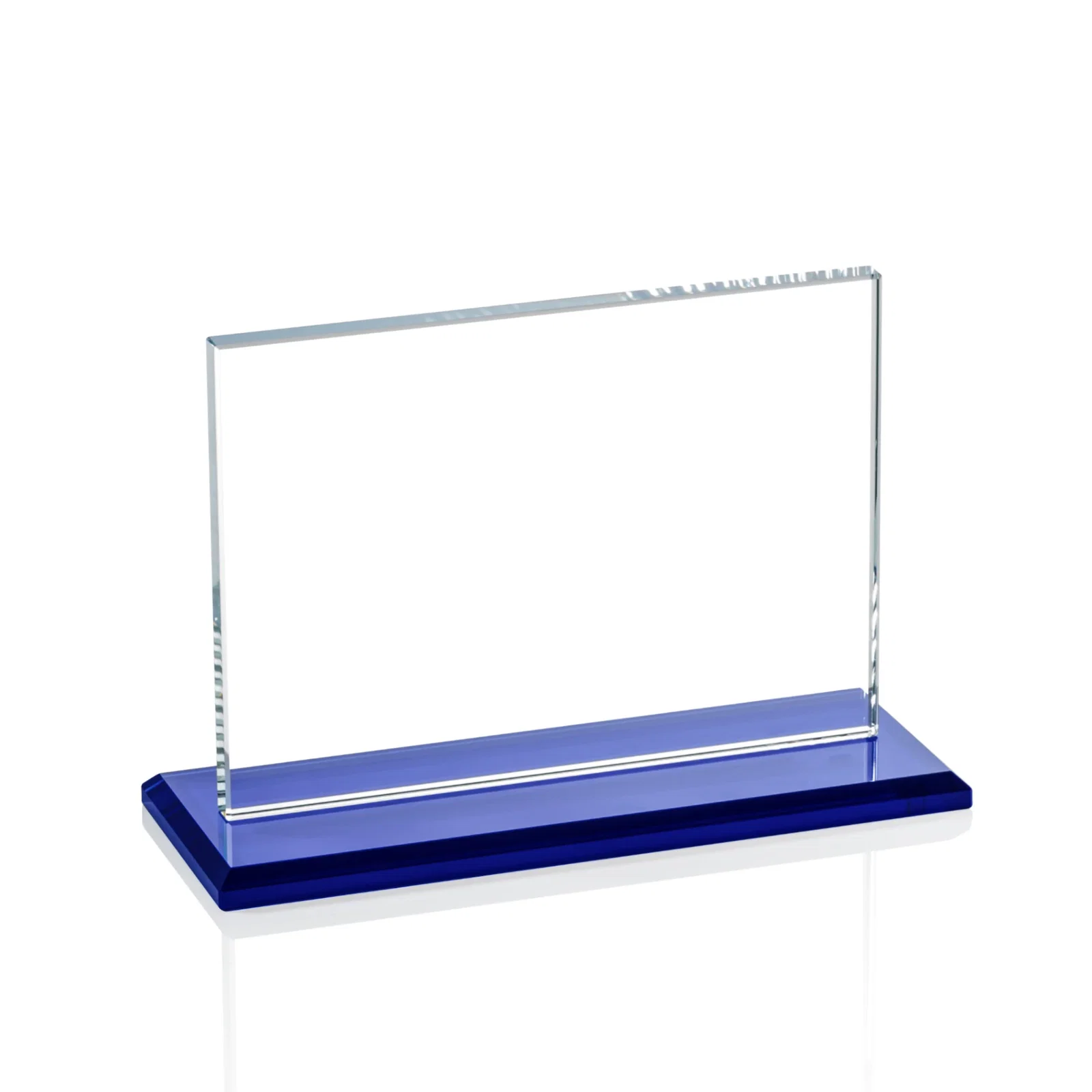 Personalized Starfire Crystal Rectangle Award on Sapphire Blue Base, awards for service anniversary gifts