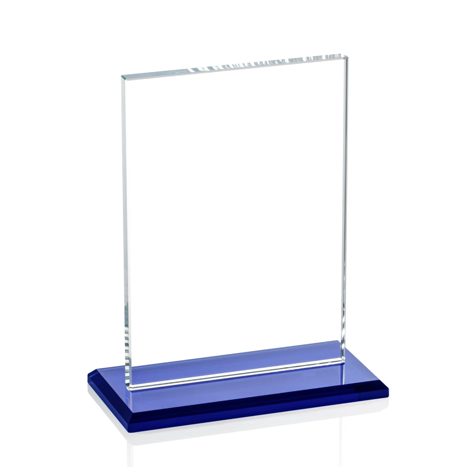 Personalized Starfire Crystal Rectangle Award on Sapphire Blue Base, awards for sales achievement awards
