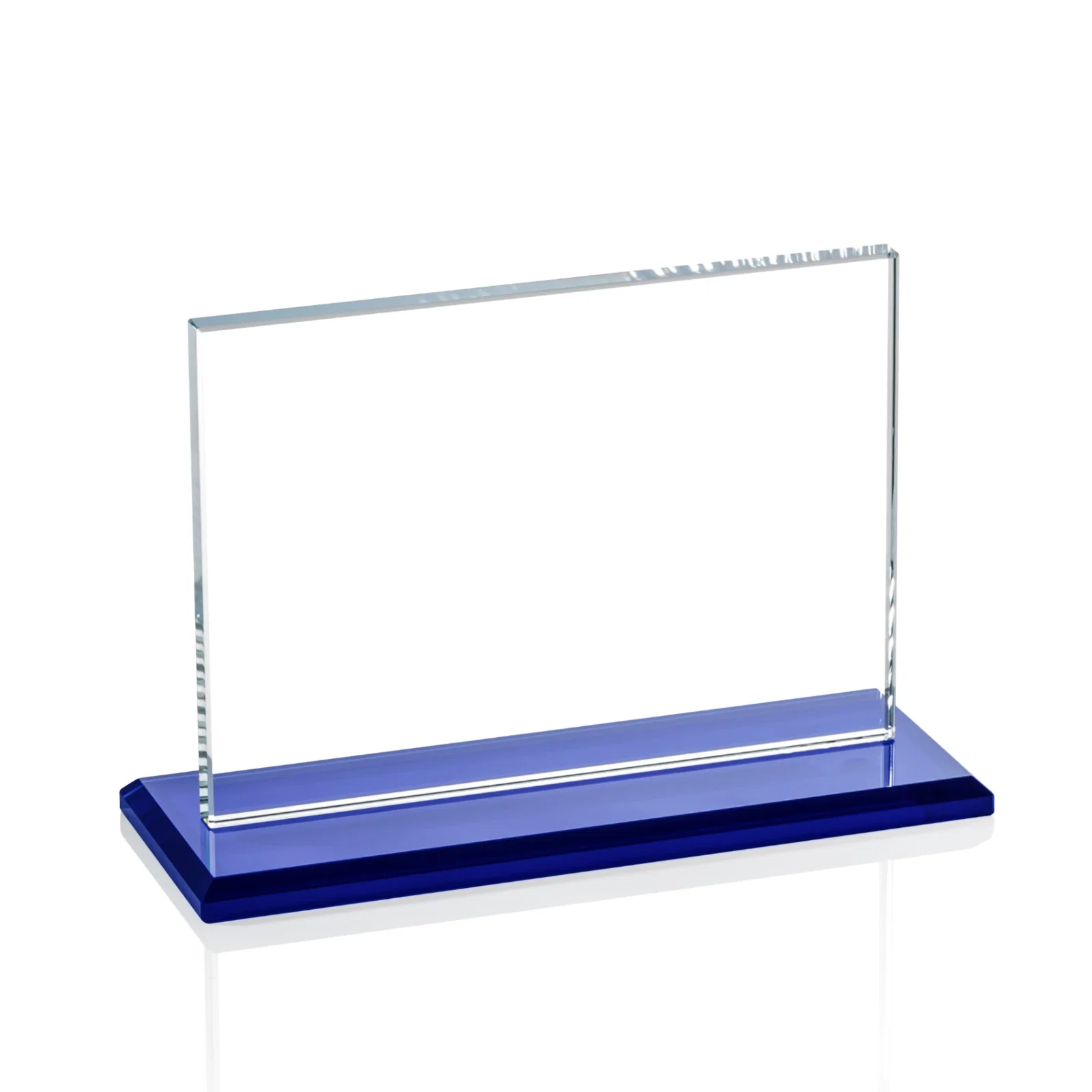 Personalized Starfire Crystal Rectangle Award on Sapphire Blue Base, awards for retirement presentations
