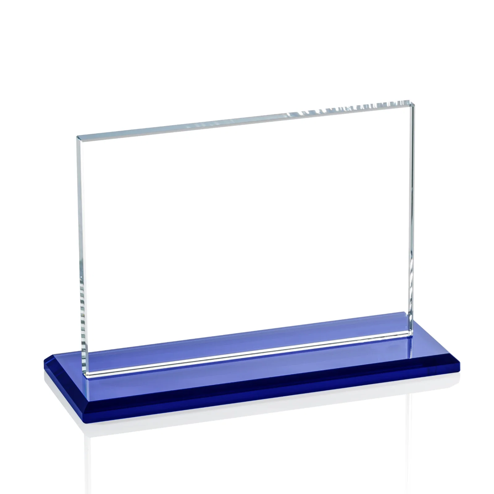 Personalized Starfire Crystal Rectangle Award on Sapphire Blue Base, awards for donor appreciation