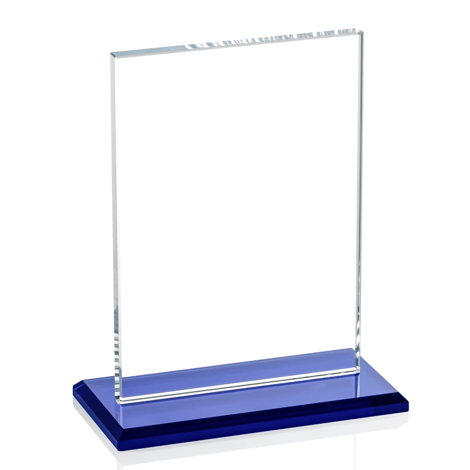 Personalized Starfire Crystal Rectangle Award on Sapphire Blue Base, awards for graduation ceremonies