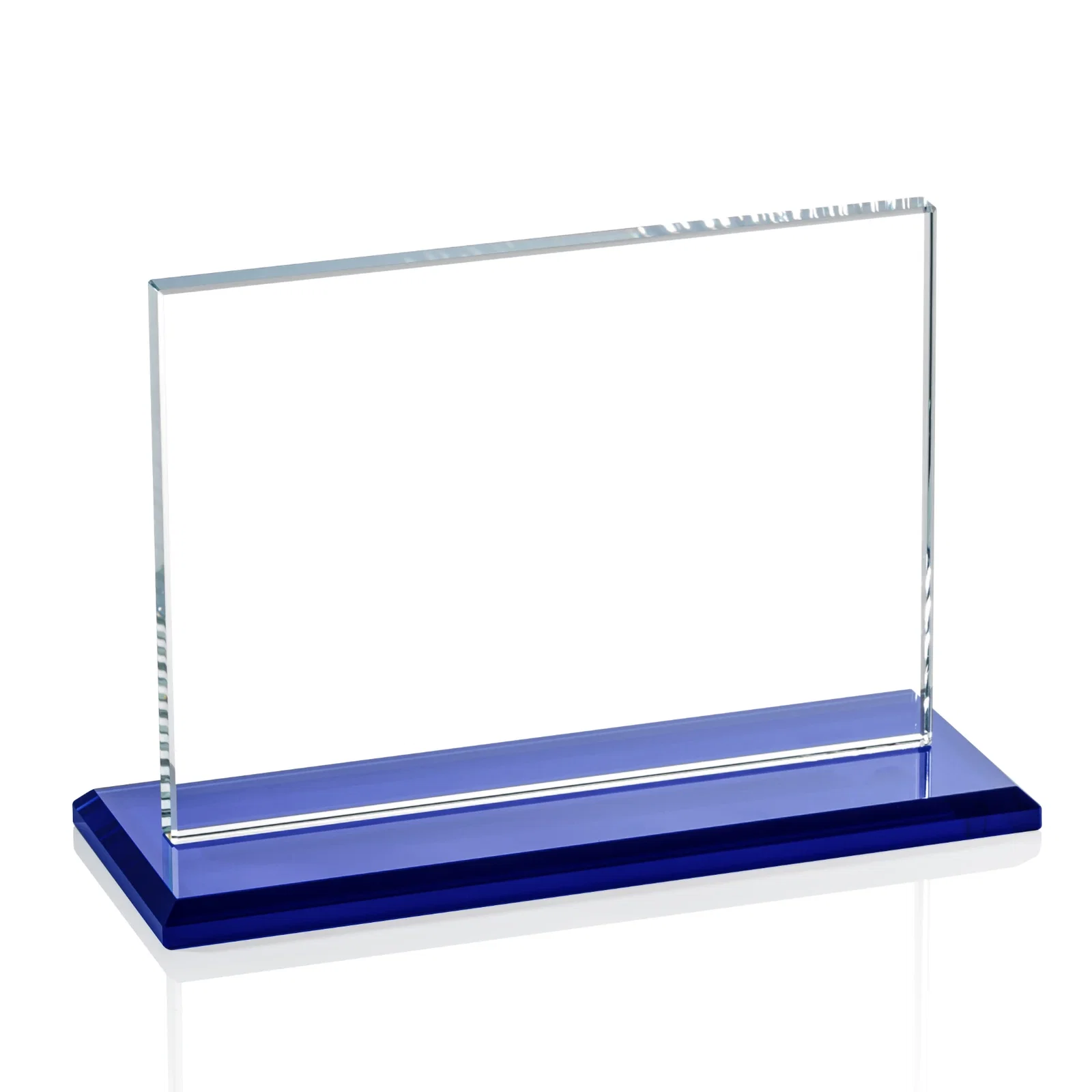 Personalized Starfire Crystal Rectangle Award on Sapphire Blue Base, awards for safety achievement programs
