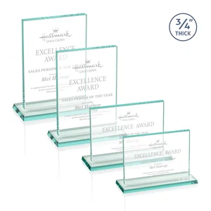 Jade Glass Rectangle Award With a Flat, Unbeveled Edge