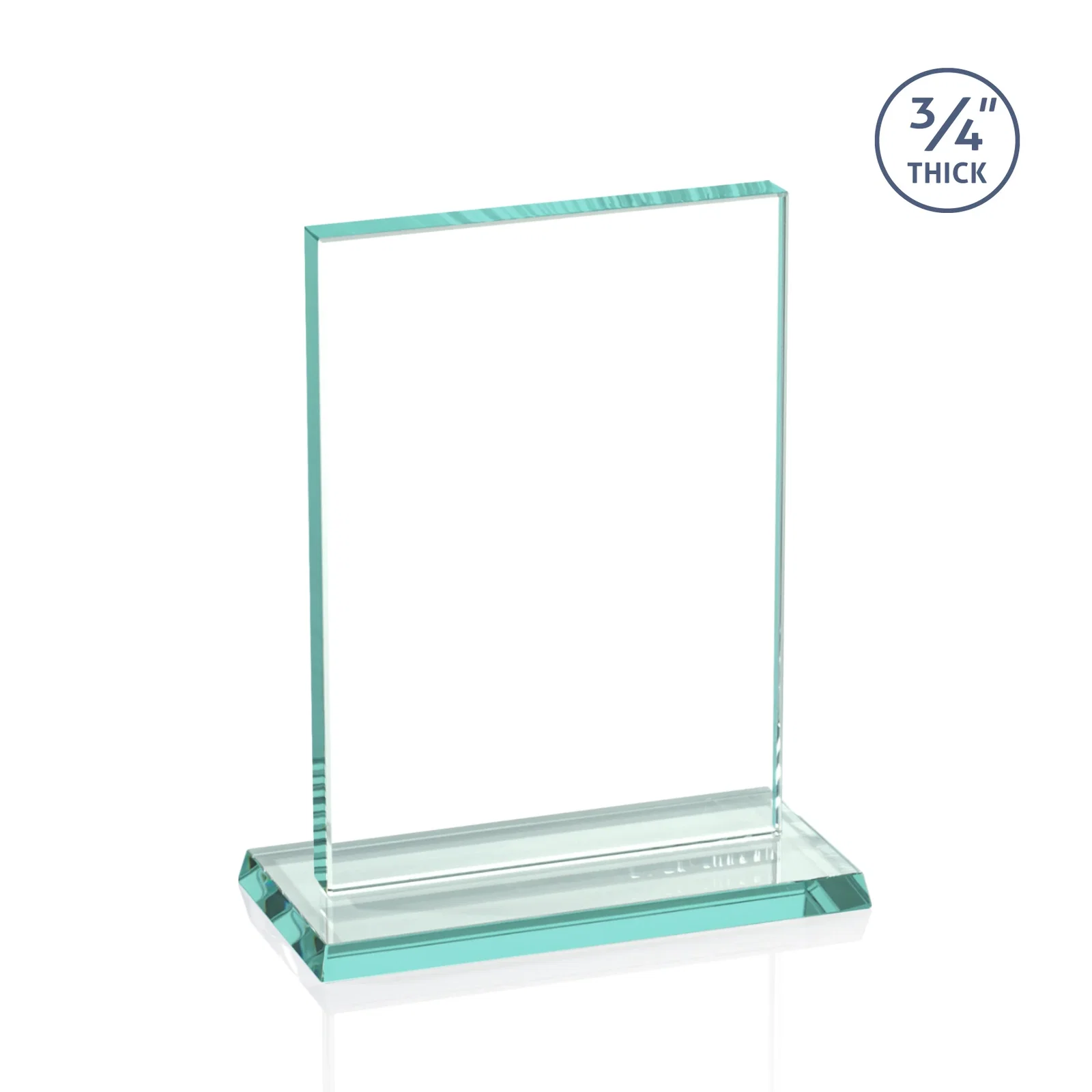 Custom Jade Glass Rectangle Award With a Flat, Unbeveled Edge for volunteer appreciation