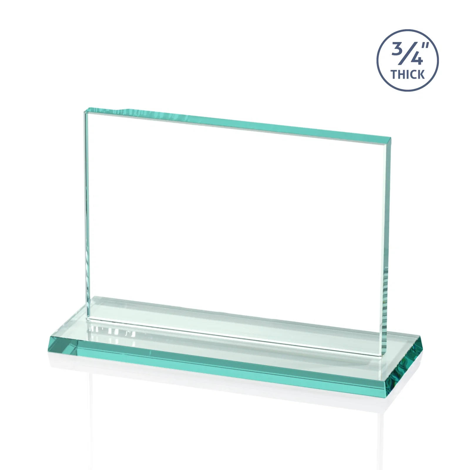 Personalized Jade Glass Rectangle Award With a Flat, Unbeveled Edge for employee recognition