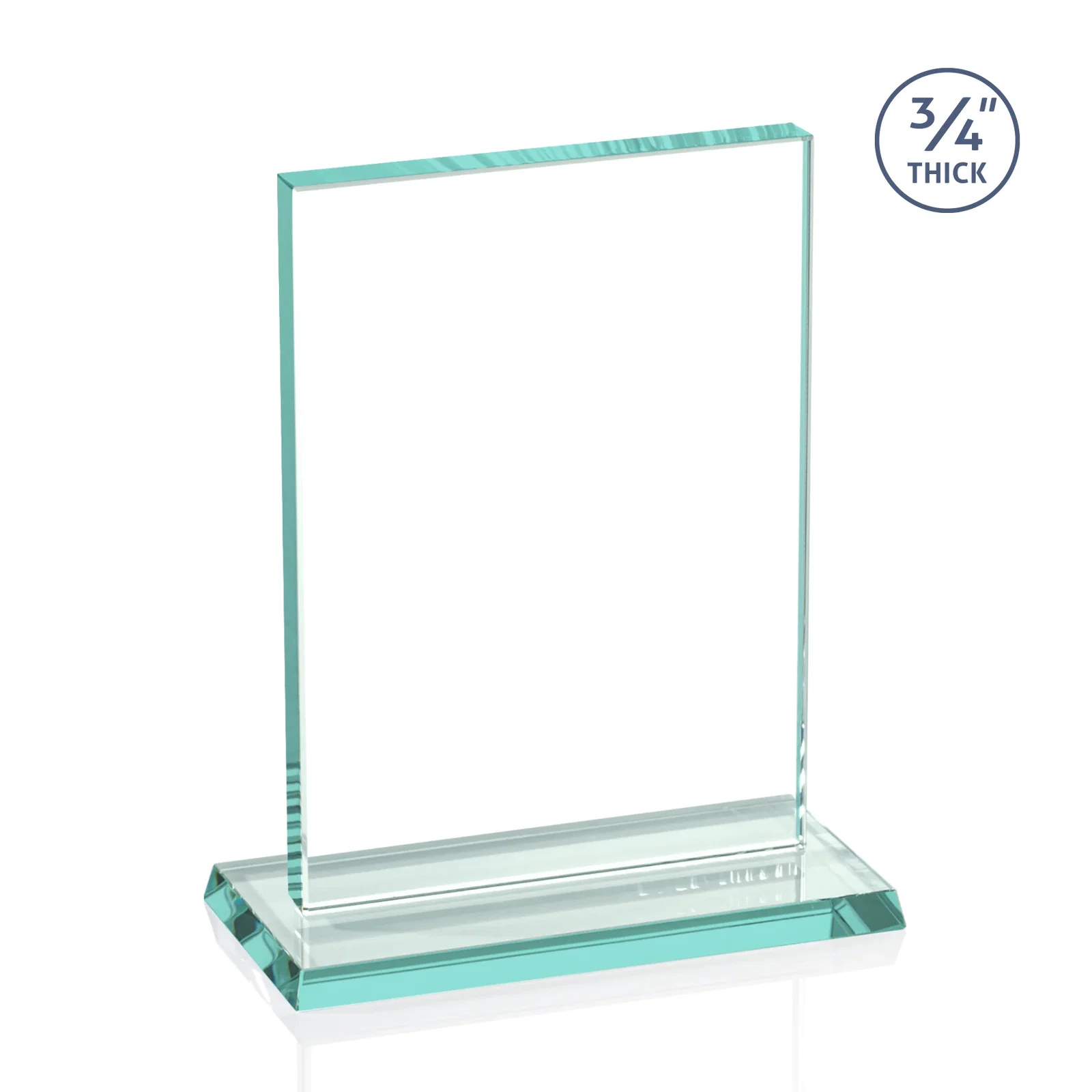 Personalized Jade Glass Rectangle Award With a Flat, Unbeveled Edge for corporate award ceremonies