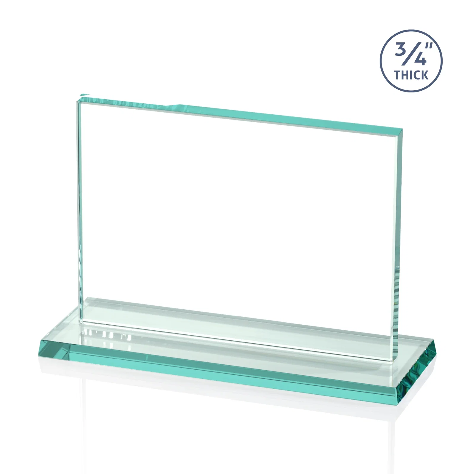 Personalized Jade Glass Rectangle Award With a Flat, Unbeveled Edge for service anniversary gifts