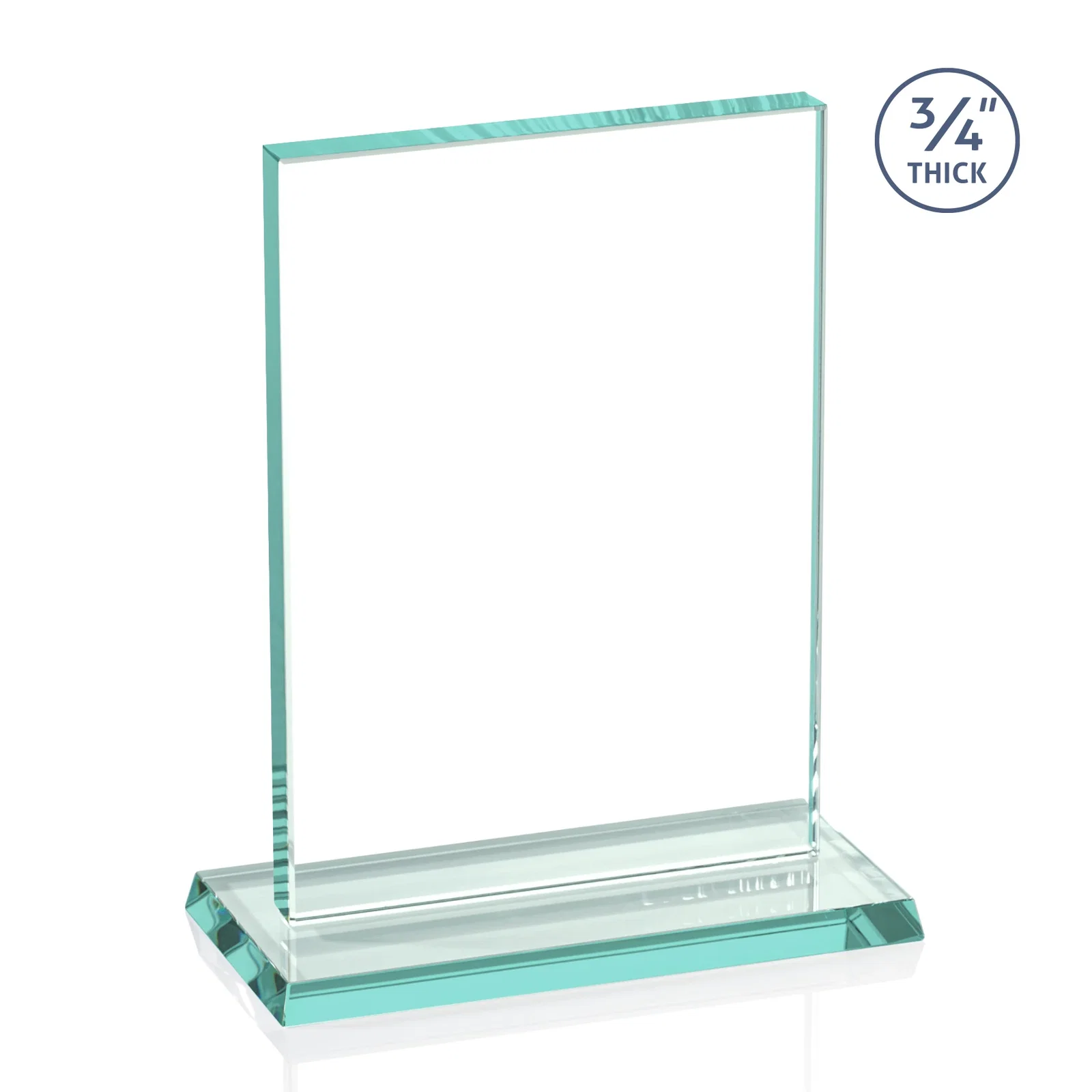 Personalized Jade Glass Rectangle Award With a Flat, Unbeveled Edge for sales achievement awards