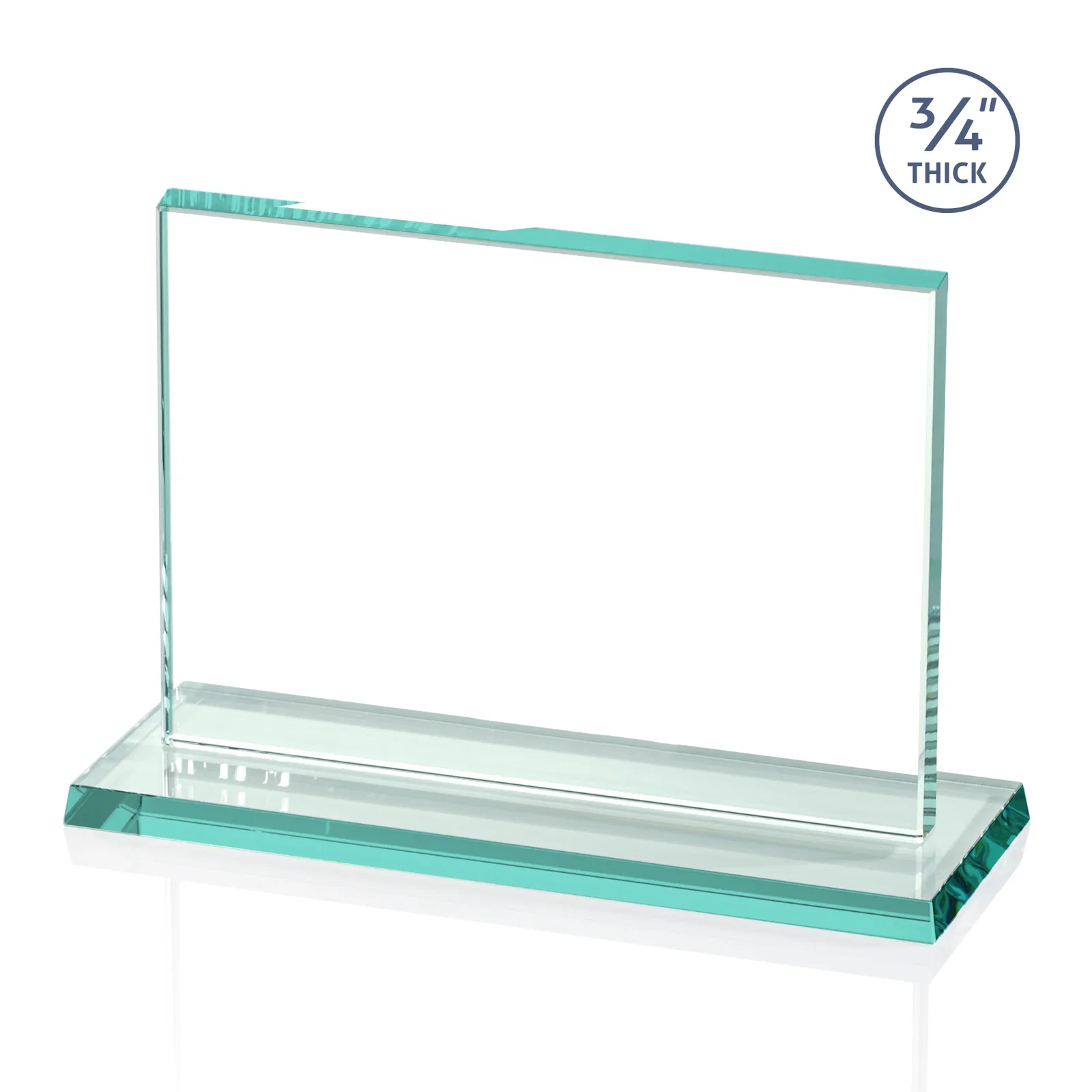 Personalized Jade Glass Rectangle Award With a Flat, Unbeveled Edge for retirement presentations