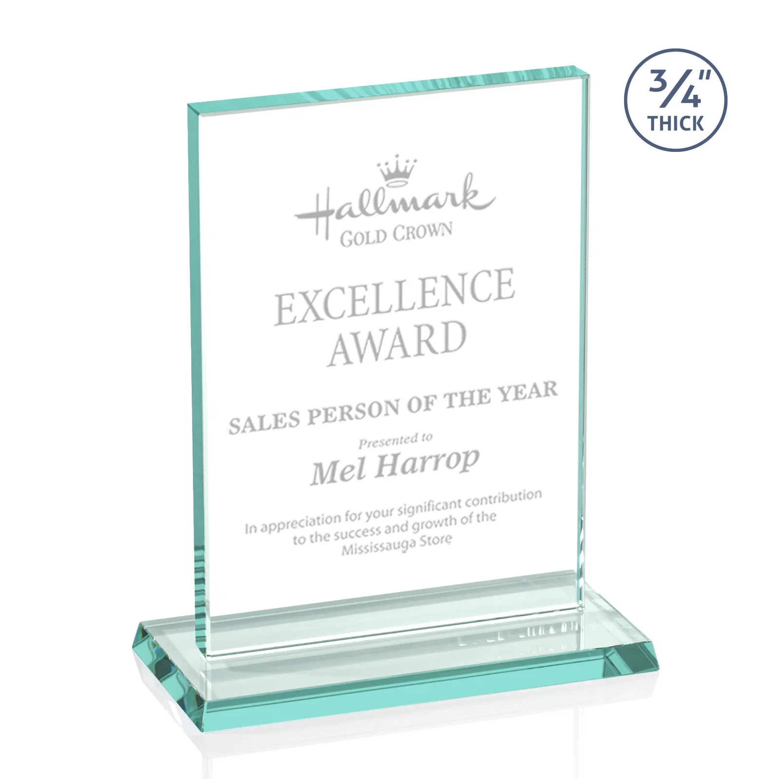 Custom Jade Glass Rectangle Award With a Flat, Unbeveled Edge for graduation ceremonies