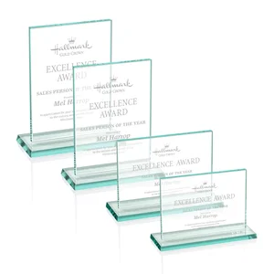 Jade Glass Rectangle Award In 3/8 Or 5/8 Inch, Matching Base
